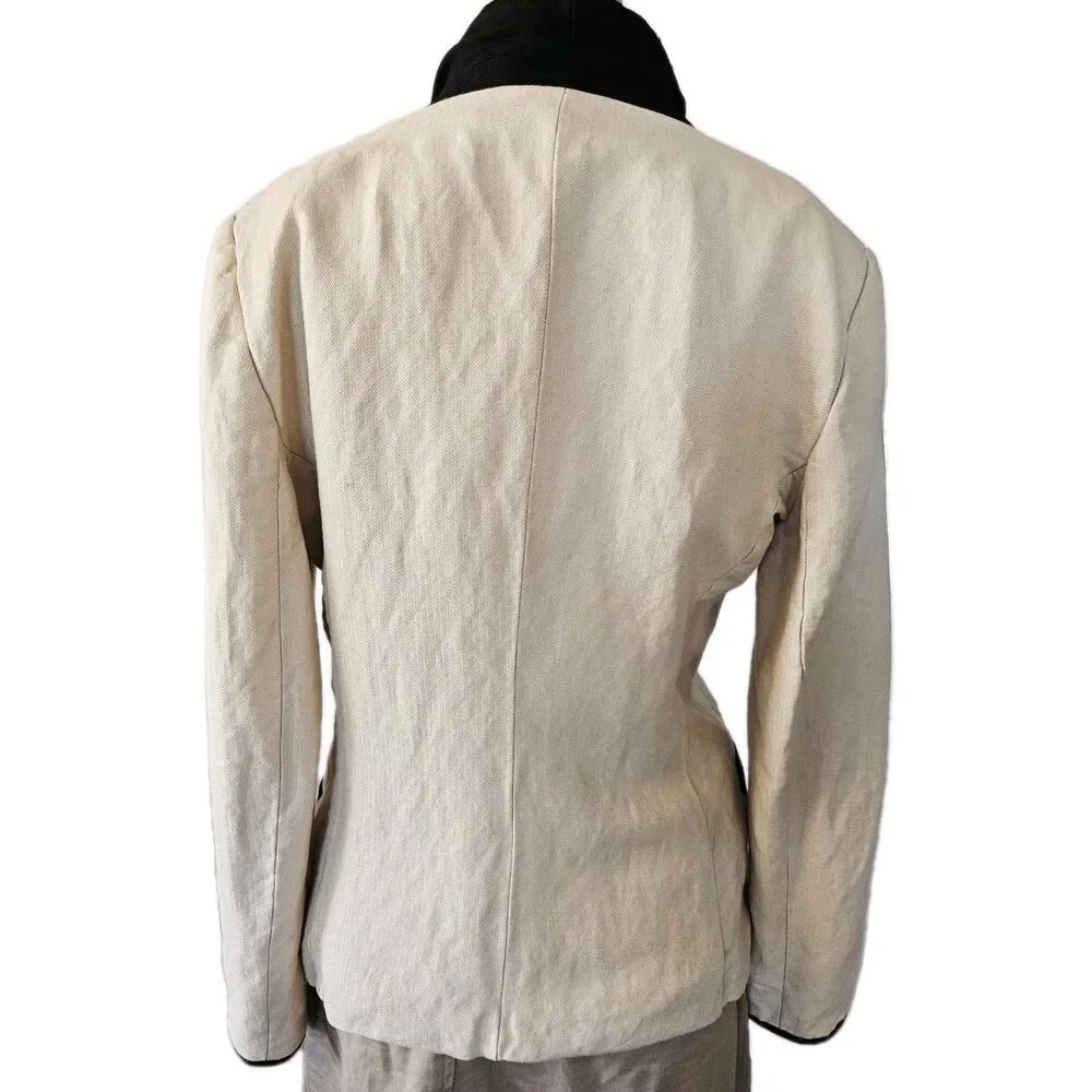 MNG Mango Beige Single Breasted Suit Blazer Size 6